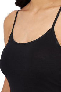 Solid High Coverage Round Neck Cotton Camisole (Pack of 2) - Black - Wild Rose thumbnail 5