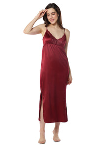 Eternal Bliss Full-length Satin Chemise - Rio Red thumbnail 5
