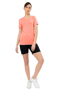 Energize Short Sleeve V-Neck Active T-Shirt - Coral Almond thumbnail 5