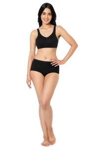 Cotton Daily Support Solid Non Padded Non-Wired Bra - Black thumbnail 5