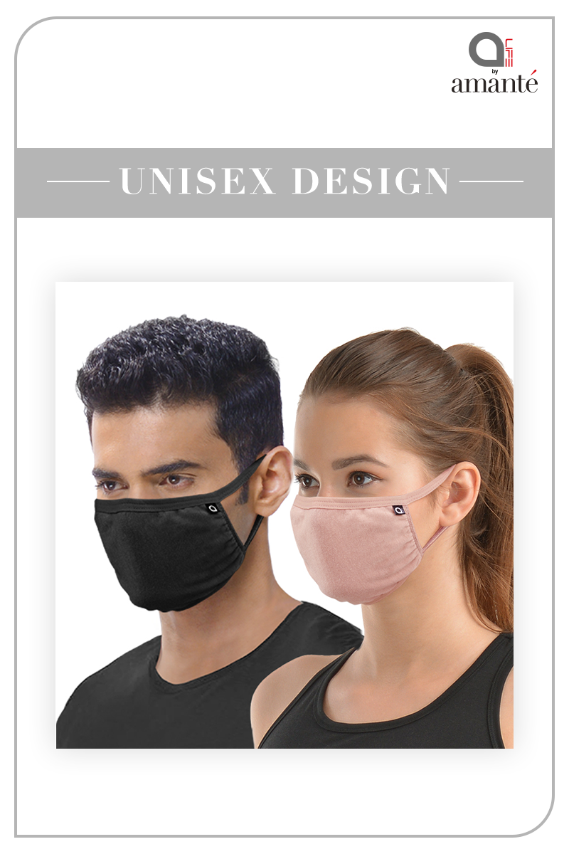 Soft Cotton Antimicrobial Mask (Pack of 5) - Black Soot - Arctic White - Fawn Beige - Black Soot - Mystical Rose