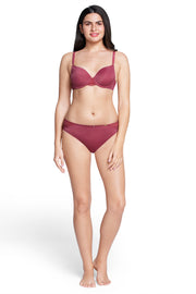 Fantasy Back Solid Padded Wired Lace Bra - Autumn Rose