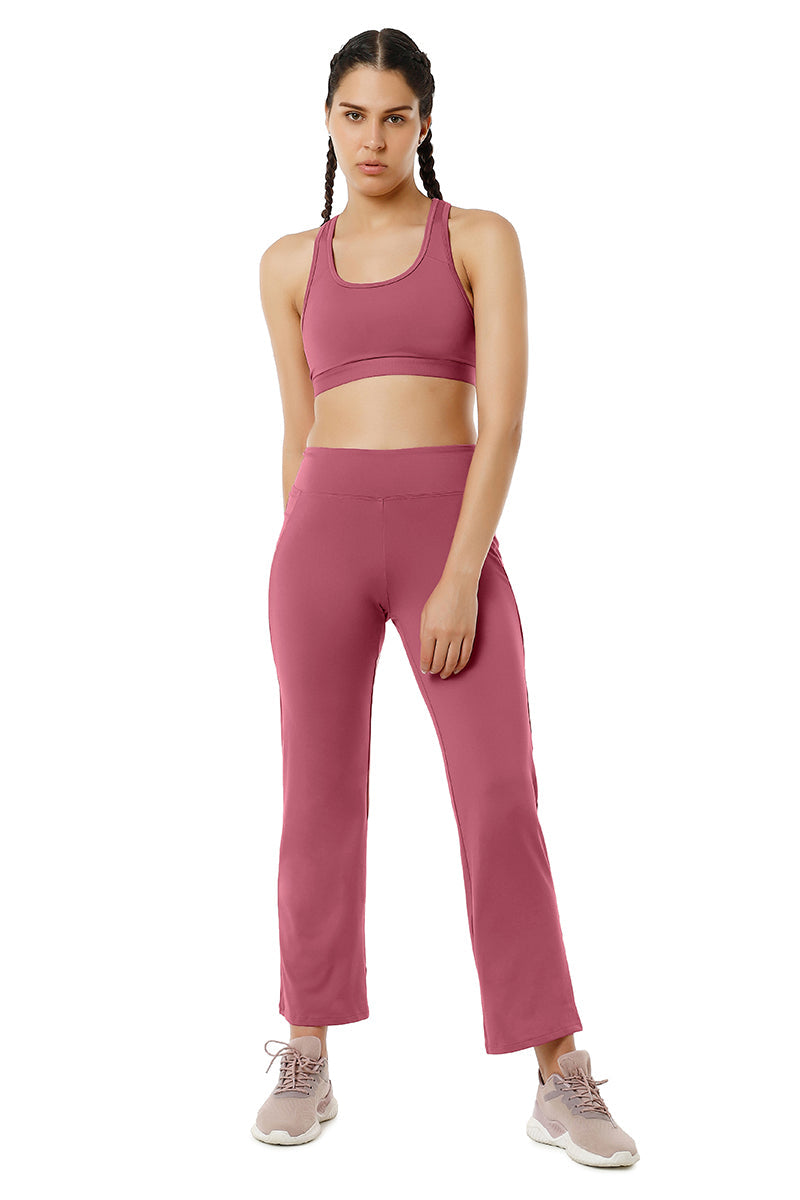 Flaunt Flared High Rise Travel Pants - Heather Rose