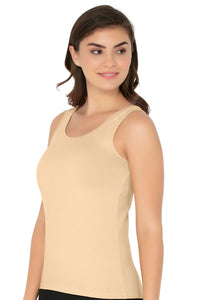 Broad Strapped Body Hugging Cotton Tank Top (Pack of 2) - Black-Nude thumbnail 6