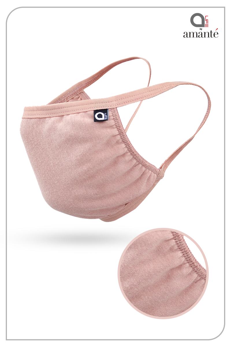 Soft Cotton Antimicrobial Mask (Pack of 5) - Black Soot - Arctic White - Fawn Beige - Black Soot - Mystical Rose