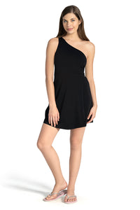 One shoulder Swim Dress - Black thumbnail 6