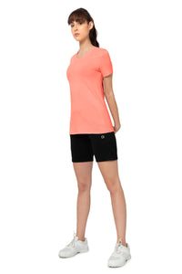 Energize Short Sleeve V-Neck Active T-Shirt - Coral Almond thumbnail 6