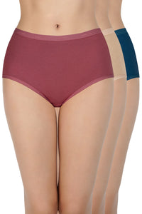 Solid High Rise Full Brief Panties (Pack of 3) - color option