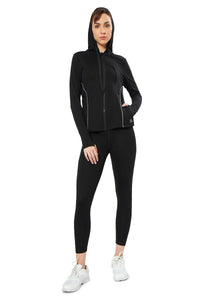 Flaunt Hoodie Full Sleeve Active Jacket - Jet Black thumbnail 7