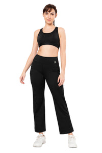 Flaunt Flared High Rise Travel Pants - Jet Black thumbnail 6