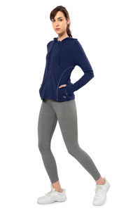 Flaunt Hoodie Full Sleeve Active Jacket - Medieval Blue thumbnail 7