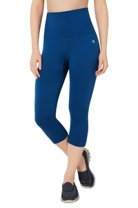 High Rise Sports Capri Pants - Poseidon Color thumbnail 1
