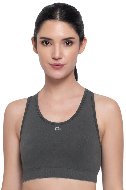 Reversible Low Impact Sports Bra - Gray Pinstripe