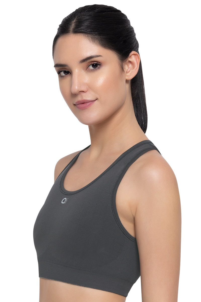 Reversible Low Impact Sports Bra - Gray Pinstripe - Image 2 of 7