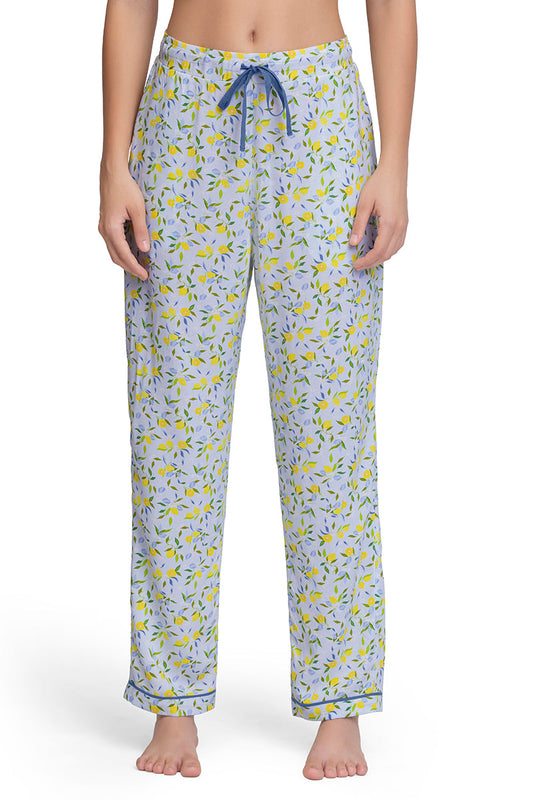 Full Length Pyjama Bottom - Lemon Leaf Pr