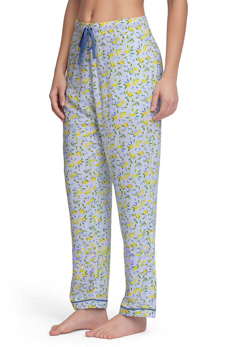 Full Length Pyjama Bottom - Lemon Leaf Pr