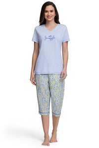 Capri Length Pyjama Bottom - Lemon Leaf Pr thumbnail 4