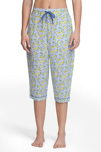 Capri Length Pyjama Bottom - Lemon Leaf Pr thumbnail 1
