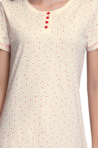 Knee-Length Sleep Dress - Ditsy Heart Pr thumbnail 4