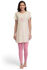 Scoop Neck Sleep Tunic - Whitesmoke thumbnail 4
