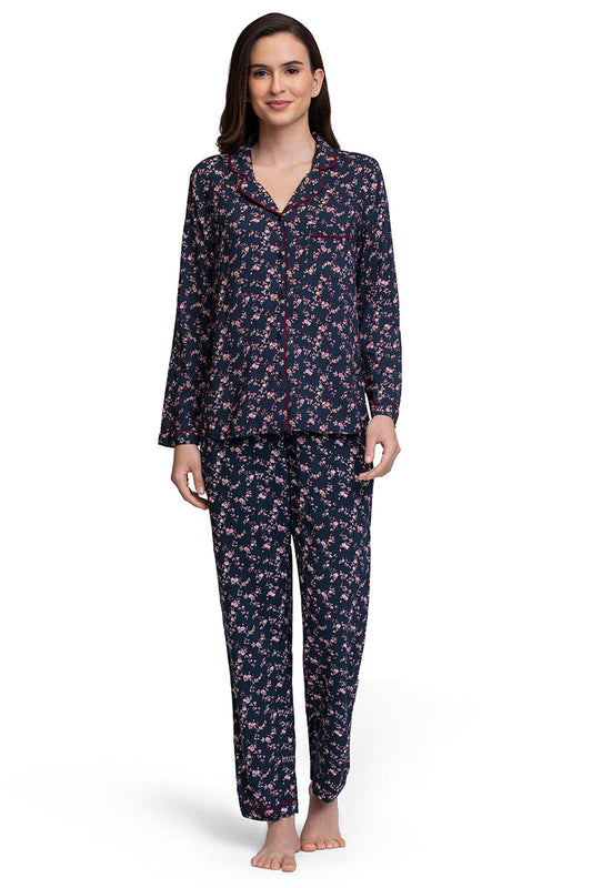 Sleep Set - Floral Pr Navy