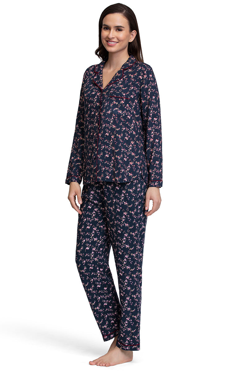 Sleep Set - Floral Pr Navy