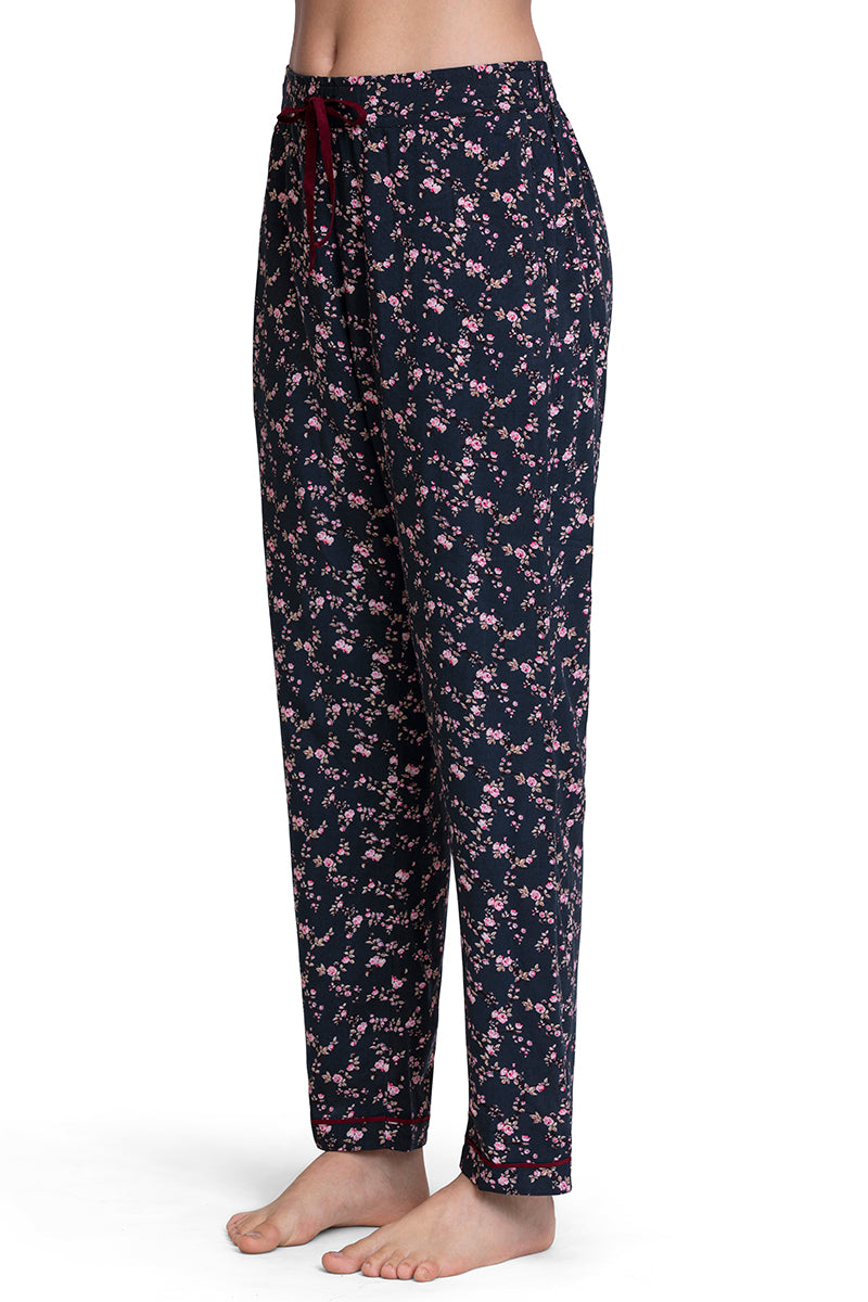 Full Length Pyjama Bottom - Floral Pr Navy