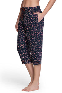 Capri Length Pyjama Bottom - Floral Pr Navy thumbnail 3