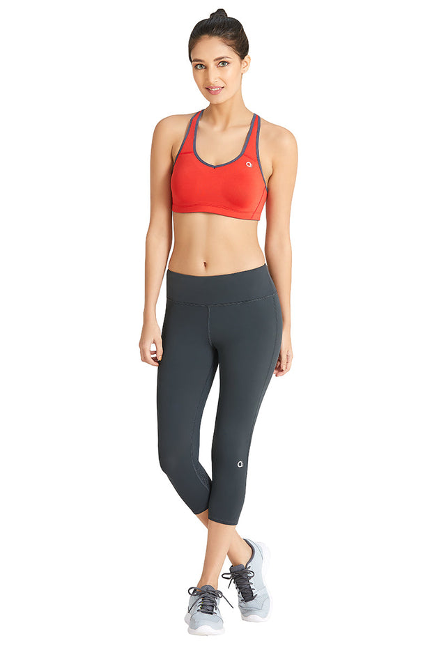 Racerback Padded Non-Wired High Impact Sports Bra - Molten Lava