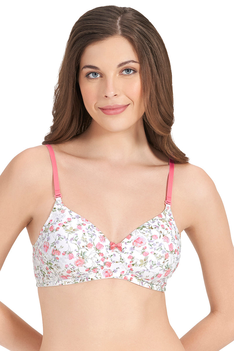 Smooth Charm Padded Non-Wired Printed T-Shirt Bra - Floral Whimsy