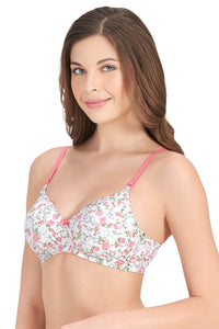 Smooth Charm Padded Non-Wired Printed T-Shirt Bra - Floral Whimsy Pr thumbnail 3