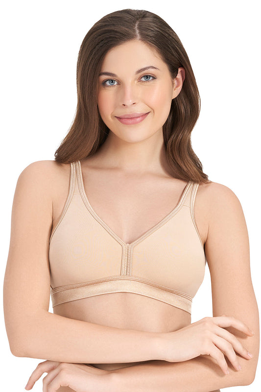 True Comfort V-Neck Non-Padded Non-Wired Bra - Nude