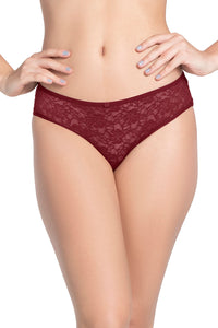Floral Romance Low Rise Bikini Panty - Burgundy Wine - color option