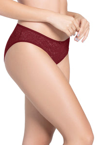 Floral Romance Low Rise Bikini Panty - Burgundy Wine thumbnail 3