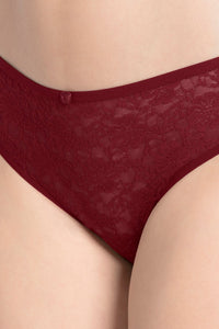 Floral Romance Low Rise Bikini Panty - Burgundy Wine thumbnail 4
