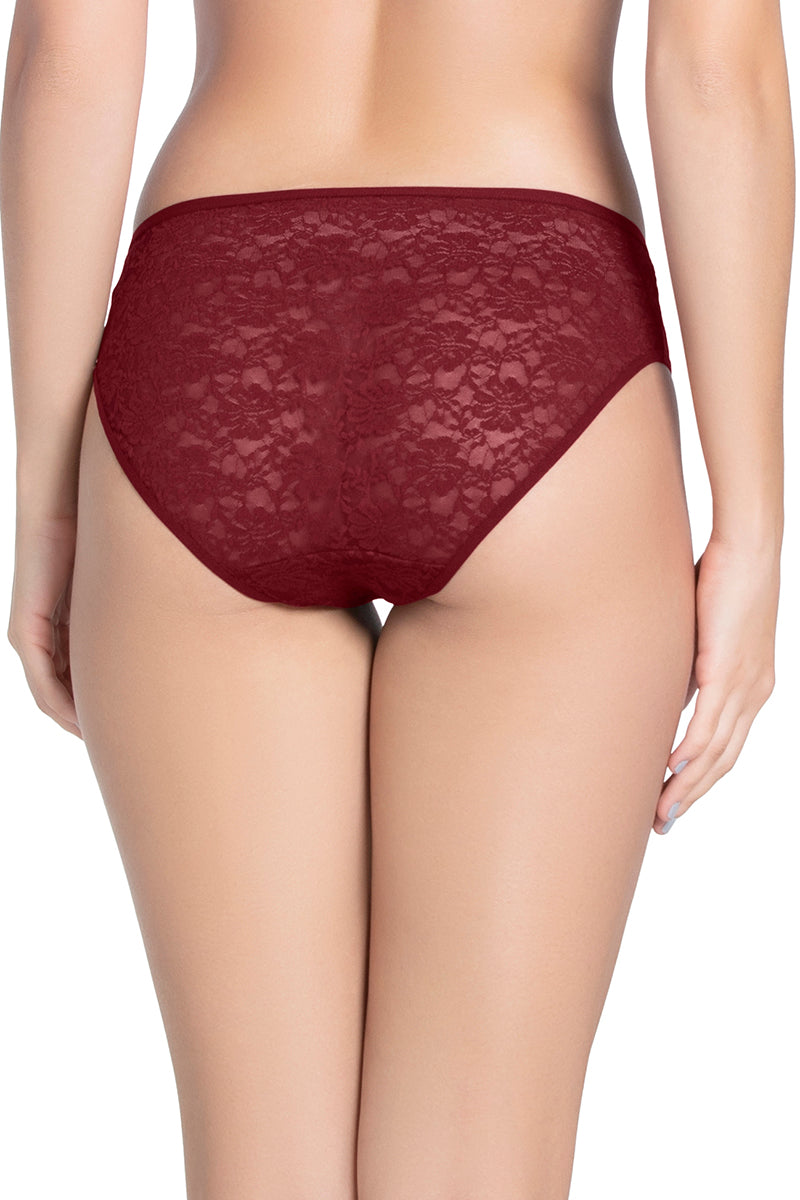 Floral Romance Low Rise Bikini Panty - Burgundy Wine - Image 5 of 5