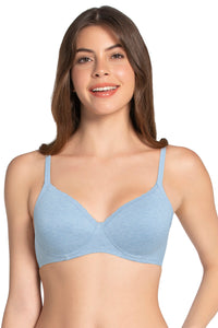 Cotton Casual Padded Non-wired T-shirt Bra - Soft Chambray Marl - color option