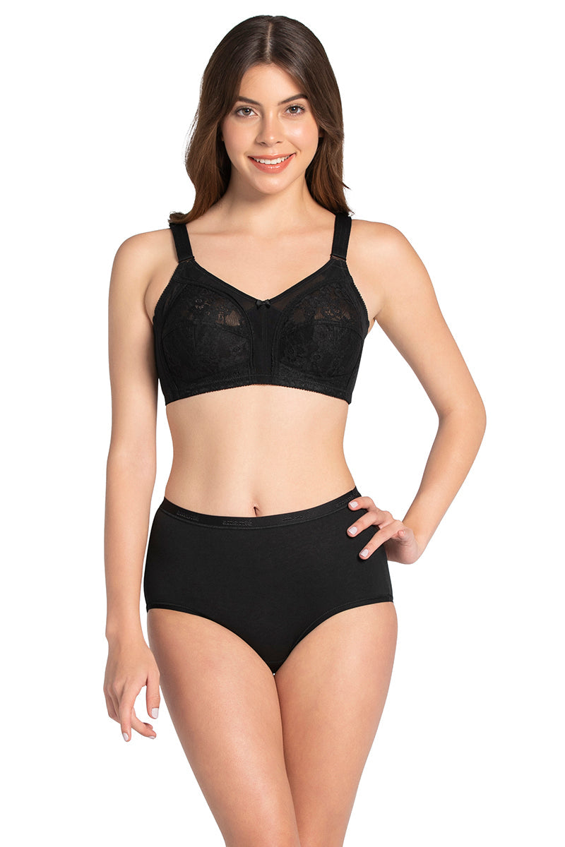 Magic Support Non-padded Non-wired Lace Bra - Black
