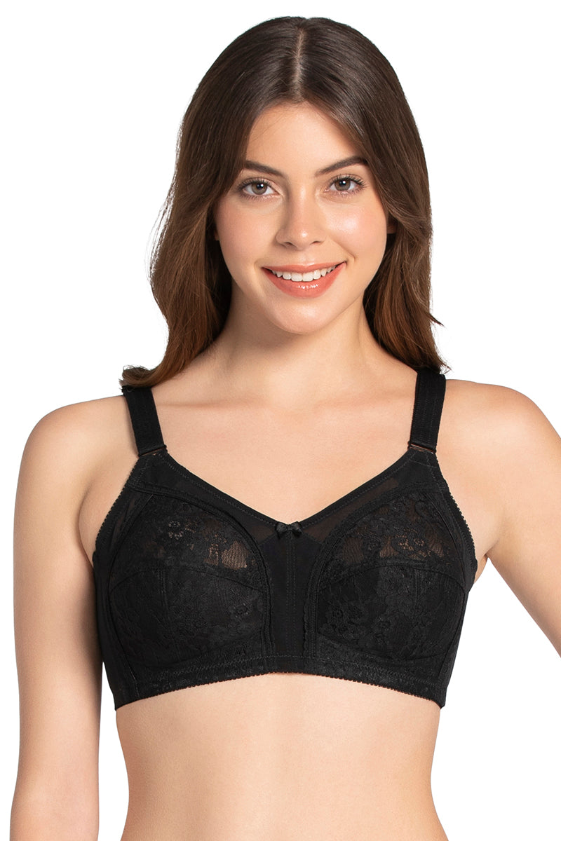 Buy Padded Underwired Full Cup Bralette in Black - Lace Online