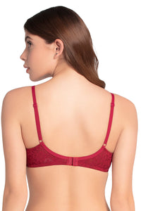 Floral Romance Padded Wired Lace Bra - Rumba Red-Impatiens Pink thumbnail 4