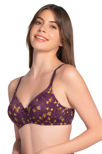 Smooth Charm Padded Non-Wired T-shirt Bra - Linear Floral Print thumbnail 3