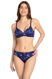 Smooth Charm Padded Non-Wired T-shirt Bra - Hydrangea Floral Print
