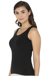Broad Strapped Body Hugging Tank Top - Black thumbnail 2
