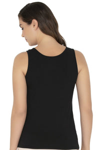 Broad Strapped Body Hugging Tank Top - Black thumbnail 3