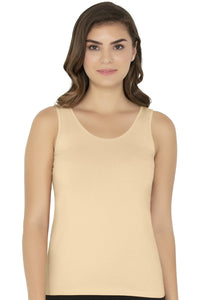 Broad Strapped Body Hugging Tank Top - Nude - color option