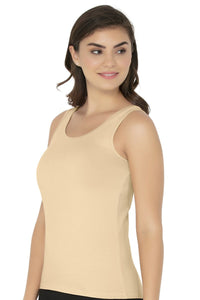 Broad Strapped Body Hugging Tank Top - Nude thumbnail 2