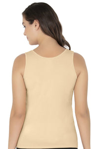 Broad Strapped Body Hugging Tank Top - Nude thumbnail 3