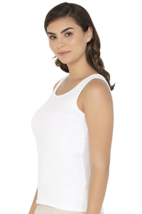 Broad Strapped Body Hugging Tank Top - White thumbnail 2