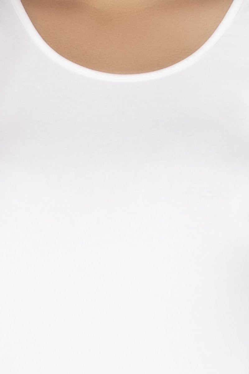 Broad Strapped Body Hugging Tank Top - White