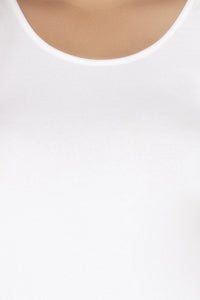 Broad Strapped Body Hugging Tank Top - White thumbnail 4